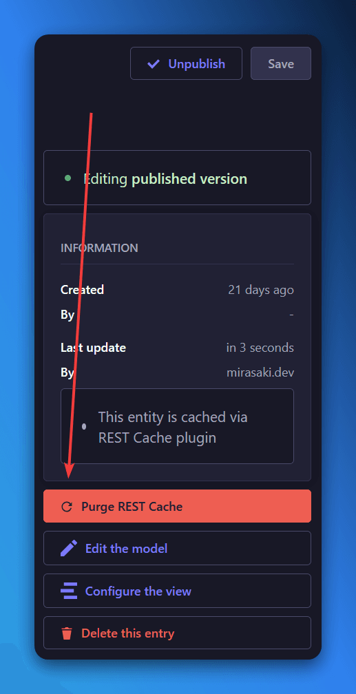 Purge REST Cache
