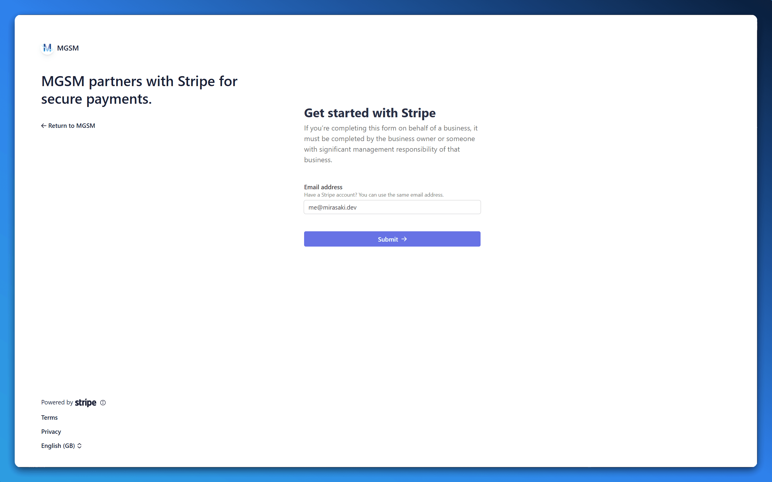Stripe Onboarding